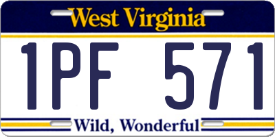 WV license plate 1PF571