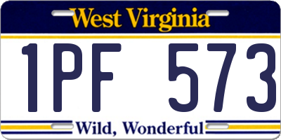 WV license plate 1PF573