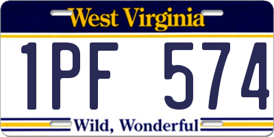 WV license plate 1PF574