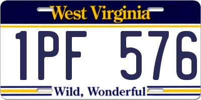 WV license plate 1PF576