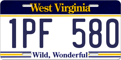 WV license plate 1PF580