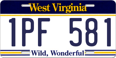 WV license plate 1PF581