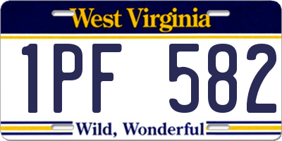 WV license plate 1PF582