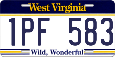 WV license plate 1PF583