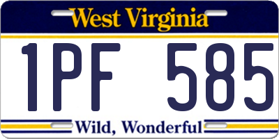 WV license plate 1PF585