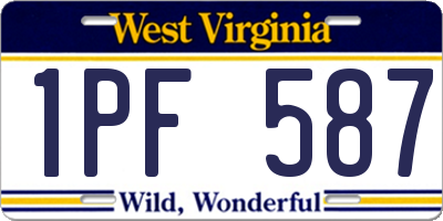 WV license plate 1PF587