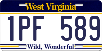 WV license plate 1PF589