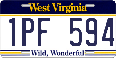 WV license plate 1PF594