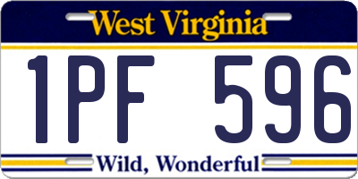 WV license plate 1PF596