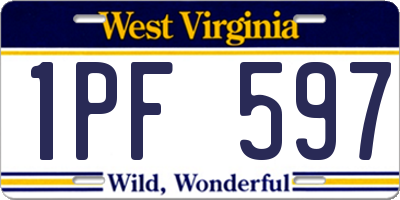 WV license plate 1PF597