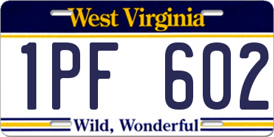 WV license plate 1PF602