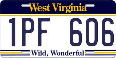 WV license plate 1PF606