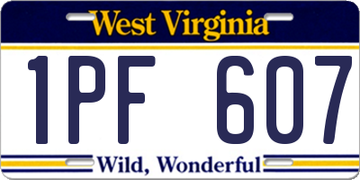 WV license plate 1PF607