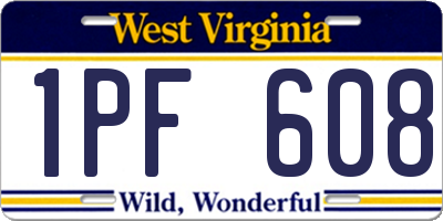 WV license plate 1PF608