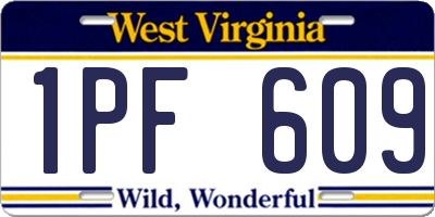 WV license plate 1PF609