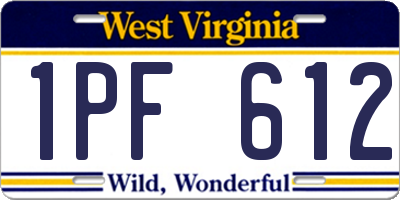 WV license plate 1PF612