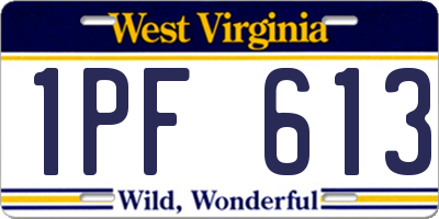 WV license plate 1PF613
