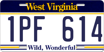 WV license plate 1PF614