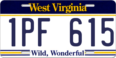 WV license plate 1PF615