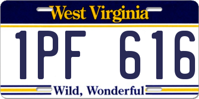 WV license plate 1PF616