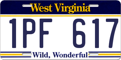 WV license plate 1PF617