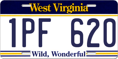 WV license plate 1PF620