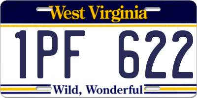 WV license plate 1PF622