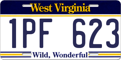 WV license plate 1PF623