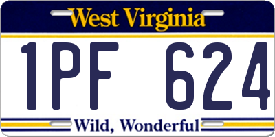 WV license plate 1PF624