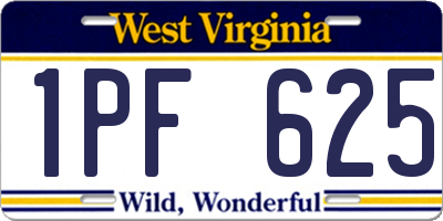 WV license plate 1PF625