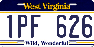 WV license plate 1PF626