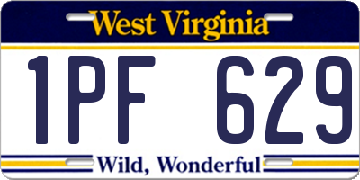 WV license plate 1PF629