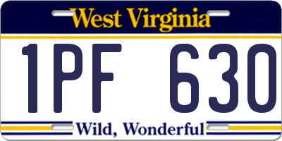 WV license plate 1PF630