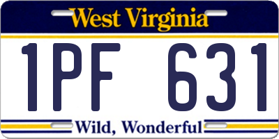 WV license plate 1PF631