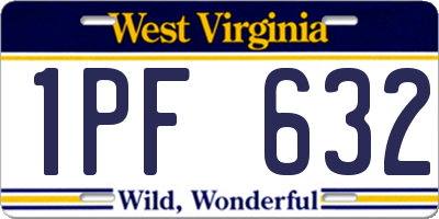 WV license plate 1PF632