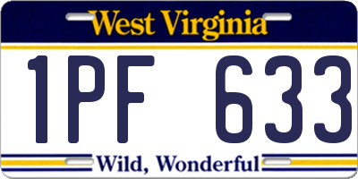 WV license plate 1PF633