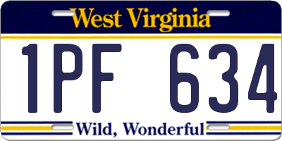 WV license plate 1PF634