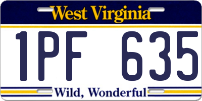 WV license plate 1PF635
