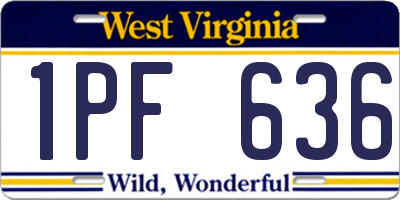 WV license plate 1PF636