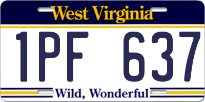 WV license plate 1PF637