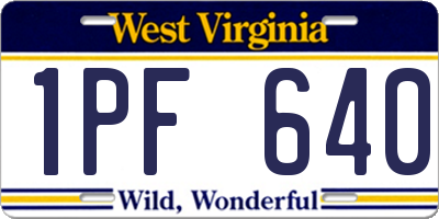 WV license plate 1PF640