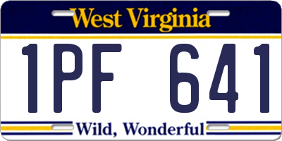 WV license plate 1PF641
