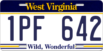 WV license plate 1PF642
