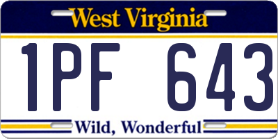 WV license plate 1PF643