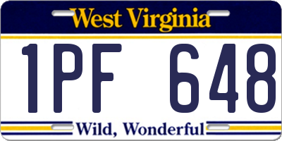 WV license plate 1PF648