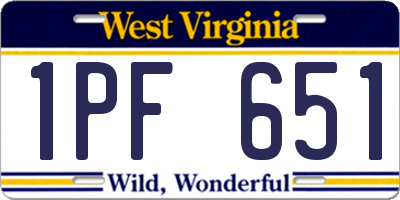 WV license plate 1PF651