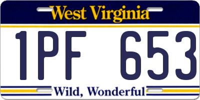 WV license plate 1PF653