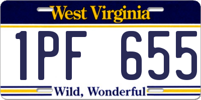 WV license plate 1PF655
