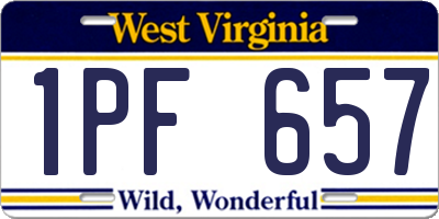 WV license plate 1PF657