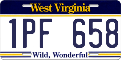 WV license plate 1PF658